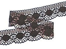 Cotton bobbin lace 75223, width 50 mm, dark brown