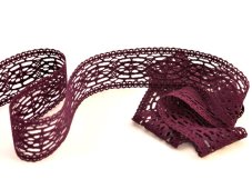Cotton bobbin lace insert 75038, width 52 mm, violet