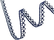 Cotton bobbin lace 82195, width 10 mm, dark blue