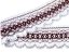 Cotton bobbin lace 75335, width 75 mm, white/ cranberry