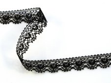 Cotton bobbin lace 81128, width 14 mm, black