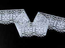 Cotton bobbin lace 82109, width 60 mm, white