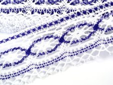Cotton bobbin lace 75037, width 57 mm, white/ purple