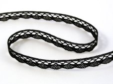 Cotton bobbin lace 75512, width 10 mm, black