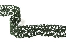 Cotton bobbin lace 75371, width 32 mm, dark olive