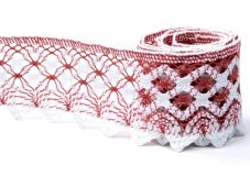 Cotton bobbin lace 75293, width 68 mm, rose/ white