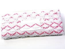 Paličkovaná  krajka 75423 (bílá/fuchsiová)