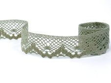Cotton bobbin lace 75261, width 40 mm, dark linen gray