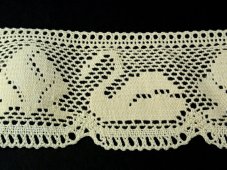 Cotton bobbin lace 75185, width 80 mm, ecru