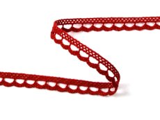 Cotton bobbin lace 73012, width 10 mm, cranberry