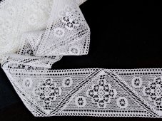 Cotton bobbin lace insert 75347, width 95 mm, white