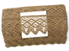 Cotton bobbin lace 75293, width 68 mm, dark beige