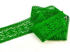 Cotton bobbin lace insert 75038, width 52 mm, grass green