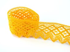 Cotton bobbin lace 75234, width 54 mm, dark yellow