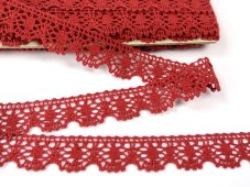 Cotton bobbin lace 75088, width 27 mm, dark wine