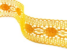 Cotton bobbin lace insert 75249, width 48 mm, yellow