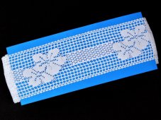 Cotton bobbin lace insert 75564, width 70 mm, white