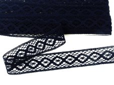 Cotton bobbin lace insert 75250, width 31 mm, black blue