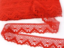 Cotton bobbin lace 75261, width 40 mm, red