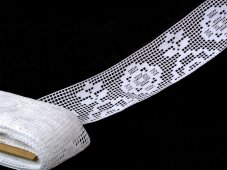 Cotton bobbin lace insert 75125, width 83 mm, white