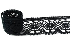 Cotton bobbin lace 75364, width 45 mm, black
