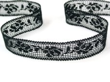 Cotton bobbin lace insert 75505, width 27 mm, black