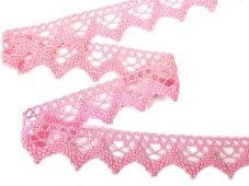Cotton bobbin lace 75220, width 33 mm, pink