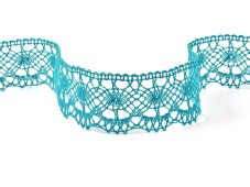 Cotton bobbin lace 75238, width 51 mm, aquamarine