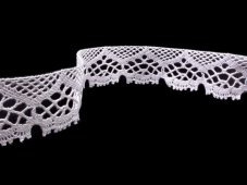 Cotton bobbin lace 75022, width 45 mm, white
