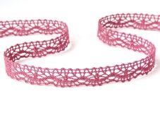 Cotton bobbin lace 75395, width 16 mm, dark pink