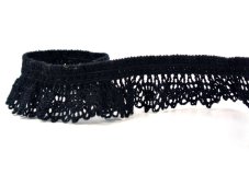 Cotton bobbin lace stretch 75411, width 18 mm, black blue