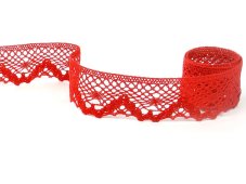 Cotton bobbin lace 75261, width 40 mm, red