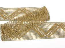 Cotton bobbin lace insert 82348, width 73 mm, chocolate