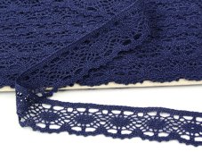 Cotton bobbin lace 82338, width 35 mm, dark blue