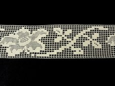 Cotton bobbin lace insert 82347, width 81 mm, ecru