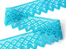 Cotton bobbin lace 75234, width 54 mm, turquoise