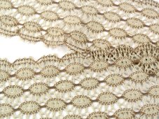 Cotton bobbin lace 75121, width 80 mm, beige/ dark beige