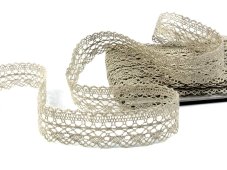 Linen bobbin lace 82303, width 27 mm, 100% linen natural