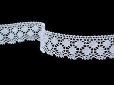 Cotton bobbin lace 82099, width 35 mm, white