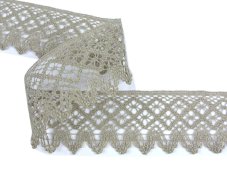 Linen bobbin lace 75234, width 54 mm, 100% linen natural