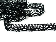 Cotton bobbin lace 75395, width 16 mm, black