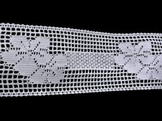 Cotton bobbin lace insert 75564, width 70 mm, white