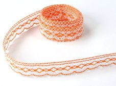 Paličkovaná  krajka 81215 (bílá/sytě oranžová)