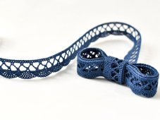Cotton bobbin lace 75099, width 18 mm, sea blue