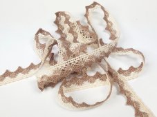 Cotton bobbin lace 75191, width 15 mm, ecru/ dark beige