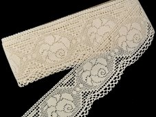 Cotton bobbin lace 75237, width 80 mm, ecru