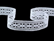 Cotton bobbin lace insert 82313, width 26 mm, white