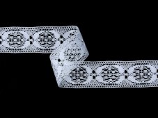 Cotton bobbin lace insert 81830, width 43 mm, white