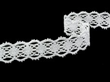 Cotton bobbin lace 75628, width 26 mm, white