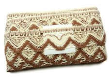 Cotton bobbin lace 75301, width 58 mm, ecru/ brown